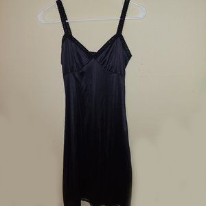 black lowcut lace trim camisole chemise slip dress
